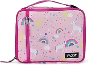 [PACKIT] Freezable Classic Lunch Box, Unicorn Sky Pink, Built with EcoFreeze Technology, Collapsible, Reusable, Zip Closure with Zip Front Pocket and Buckle Handle, Perfect for School Lunches