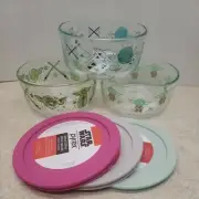 Set of 3 LIMITED EDITION Pyrex 4 Cup Yoda Glass Storage Bowls with Lids
