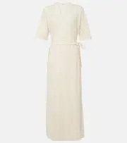 [Max Mara] Max Mara Linen-blend wrap dress UK 18 white