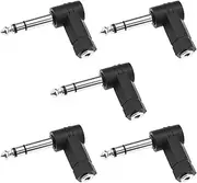 ECSiNG 5PCS Stereo Audio Adapter Right Angle 6.35mm 3 Pole TRS Male to 3.5mm Female Connector Converter for Earphone Headphone Electric Piano Guitar Mixer