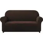 SUBRTEX 1-PIECE STRETCH SOFT SPANDEX SOFA 3 SEATERS SLIPCOVER, CHOCOLATE