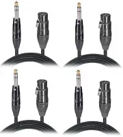 4x ProX XC-SXF05 5 Ft. Balanced 1/4" TRS-M to XLR-F High Performance Audio Cable