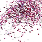 uxcell 2880Pcs SS8 Round Flatback Rhinestones, 2.3-2.5mm Flat Back Crystal Glass Gems Diamonds for DIY Crafts Clothes Shoes Nail Art Decoration, Light Red AB