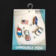 Crocs Shoe American Flag Charms 5 pack JIBBITZ USA July 4th Charm C-103
