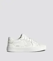 Women's White Pebbled Leather Sneakers | SALVAS