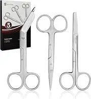 First Aid Assorted Stainless Steel Nursing/Lister Scissors, Pack of 3 - Sharp and Blunt Ends, 127mm, 13cm, 14cm - Ideal for Medical, First Aid, Nurses Paramedics Doctors