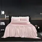 4Pcs Blush Pink Silk Twin Sheet Set - Satin Bedding With 1 Flat Sheet, 1 Deep...