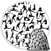 Black and White Dancing Silhouettes Round Beach Towel