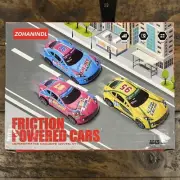 Friction Power Car Set, Push and Go Pull Back Wind Up Race Car 3 Pack
