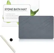 Marakruki Stone Bath Mat, Natural Diatomaceous Quick Drying Mat, Non-Slip Super Absorbent Quick Drying Diatomite Mat for Bathroom & Bathtub & Pet Fending (Dark Grey - Left-Right Stripes, 39 * 60CM)