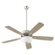 Quorum Ovation Bowl Ceiling Fan, Satin Nickel/Satin Opal - 4525-265