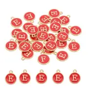 Letter Charm, 30 Pcs Capital Initial Alphabet E Letter Charm for Bracelet, Red