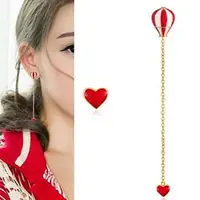 在飛比找momo購物網優惠-【梨花HaNA】韓國紅白熱氣球愛心垂墜耳環