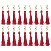 18pcs PU Leather Keychain Tassels, 5.9" Key Chain Tassels, (Red)