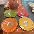 Snoopy Pottery Barn Peanuts holiday Thanksgiving plate party girl boy SET 4