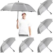 5 Pcs 61 Inch Golf Umbrella Bulk Large Windproof Umbrellas with Double Canopy Vented Automatic Open Oversize Umbrella Waterproof Stick Umbrella for Women Men Daily Commutes Golf Play