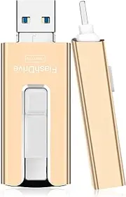 SUDEHO USB Stick 64 GB for Phone, USB 3.0 Memory Stick, Stable Data Transfer, 4-in-1 Flash Drive for Phone/Pad/Android/PC, with One Click Copy Data, Gold