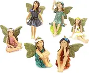 Miniature Fairies Figurines, 6 Fairy Statues, Fairy Garden Accessories, Resin Colorful Cake Decoration Statue for Outdoor Garden Yard Home Decor