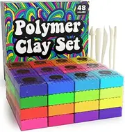 Polymer Clay Set 48 Colors Modeling Clay Sculpting and Oven Bake Kit Baking and Molding
