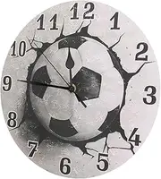 ARTSEWPLY Football Wall Clock Unique Silent Non Ticking Decorative Clock for Living Bedroom Office Durable Density Board Design Fun Home Decor Element