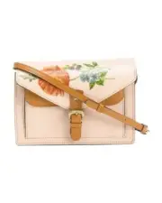 Patricia NASH Cassano Signature Floret Leather Crossbody Bag color Tan NEW