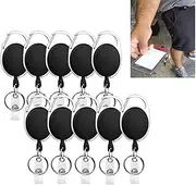 QOOWFEANIG Heavy Duty Retractable Badge Holders,10Pcs ID Badge Holder, Badge Reel, Retractable ID Card Holder, Key Chain Holder,Metal Badge Reel, Heavy Duty ID Card Holder