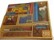 Melissa Doug Log Frontier Prairie Play Set 100+ Pieces Ranch Corral New!