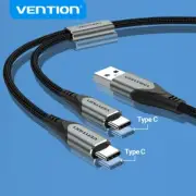 USB Type C Cable Dual USB C Braided Fast Charging 3A Quick Charger Cord Phone