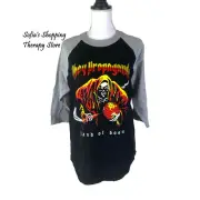 OBEY Vintage Women's MEDIUM Propaganda Hand Of Doom 3/4 T-Shirt Tee Black Gray