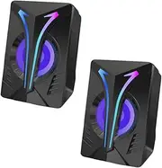 LOORGVEL 1Pair RGB Gaming Computer Speakers USB Powered Stereo Sound Box with Lighting for Laptops Enhanced Audio Experience for Movies Music Gaming Sessions