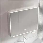 Led Bathroom Mirror, Dimmable Illuminated Bathroom Mirror Cabinet, Bathroom Mirror Cabinets with Defogger, Bathroom Mirror with Storage(39.3in)