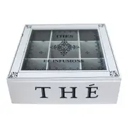 Infusions MDF 24cm Tea Box Home/Kitchen Decorative Teabag Organiser Large White
