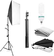 Abeststudio 135W Softbox Continuous Lighting Kit 50x70cm/20"x28" + Fully Adjustable Aluminum Alloy Light Stand + 135W Studio Fluorescent Bulb for Portrait Product Fashion Shooting.