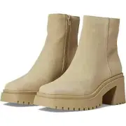 Steve Madden Fella Boot Women's 7.5 Beige Leather Square Toe Ankle Bootie KHD700