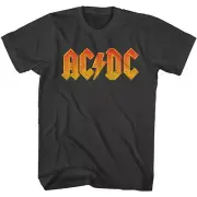 ACDC Mens T-Shirt New DISTRESSED ORANGE Logo in 100% Smoke Cotton Sizes SM - 2XL