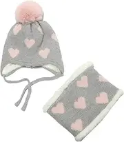 [DuBom] with Cap Children's Knitted Hat Bib Two Pieces Set Plus Warm Two Pieces Children's Hat Scarf Set Girl Love Girls Kids Hats Summer