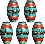 TEHAUX Long-Lasting Decorative Beads: 5pcs Handmade Style Retro Copper Beads for DIY Jewelry Making