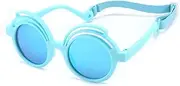 [FEISEDY] Kids Girls Boys Polarized Sunglasses with Strap UV400 Protection Flexible Rubber Toddler Cute Round Sunglasses B0060