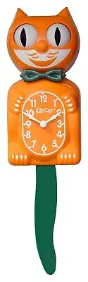 Kit-Cat Klock Festive Orange Green Tie and Green Tail Clock