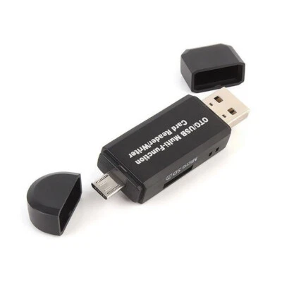 USB Type-A Micro USB 2-in-1 Memory Card Reader OTG Adapter High Speed SD TF R...