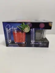 Gibson Home Glassware Set of 4 - Moonstone Double Old-Fashioned Glasses 13.5 oz