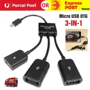 3 in 1 Male to Female Micro USB 2.0 Host Hub Cable Power Adapter Charging OTG