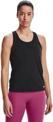 NWT Under Armour Womens Fly By Tank Top Open Back Black Size M UA111