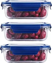 OM KRAFT SALEs 650 ml -Glass Meal Prep Containers Locking Lids Glass Food Containers,Airtight Lunch Container,Microwave, Oven, Freezer and Dishwasher Safe (3)