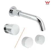 Chrome Round Curve Knob Tap Hot Cold Water Outlet 360 Swivel Bath Tub Spout Set
