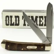 Schrade Old Timer Ironwood Handles Trapper Folding Pocket Knife 94OT 2 Blades