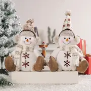 2 Pack Christmas Short Legged Snowman Doll Knitted Dolls Table Fireplace Decor