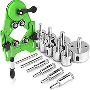 MARSBASE Diamond Hole Saw Set 17 PCS Diamond Drill Bits Kit with Hole Saw Guide Jig Fixture, 4mm-83mm Tile Core Drill Bits Sets for Ceramics Glass Ceramic Tiles Porcelain Marble Granite