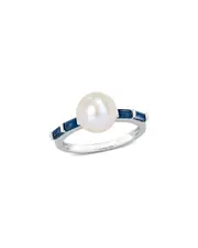 Rina Limor 10K 0.72 ct. tw. Sapphire & 8-8.5mmmm Pearl Ring