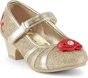 [Bazillion Dreams] Toddler Girls' Disney Princess Belle Gold Glitter Dress Shoe